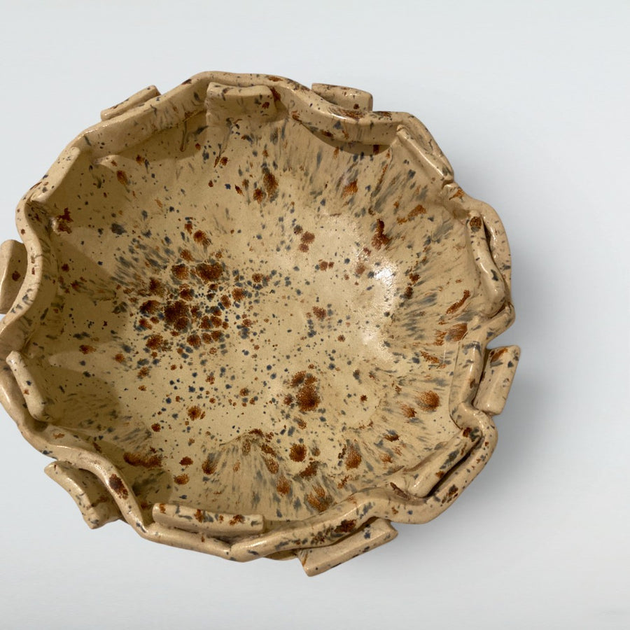 Dora Deco barnacle rim bowl — handmade stoneware