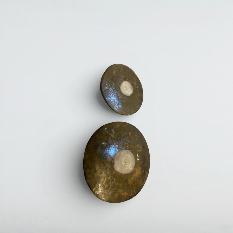 Dora Deco bronze pebble pair — handmade stoneware bowls