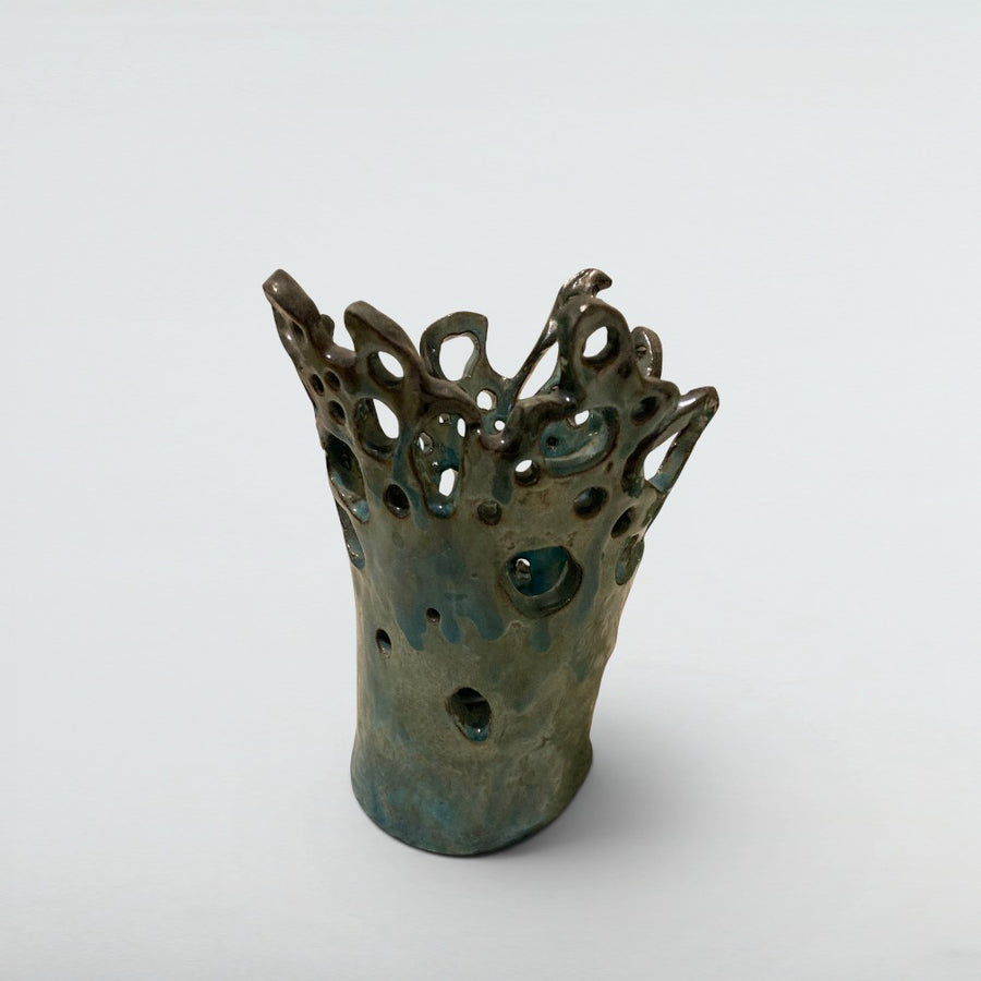 Dora Deco coral crown vase — handmade stoneware