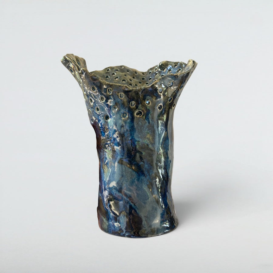 Dora Deco deep ocean vase blue — handmade stoneware