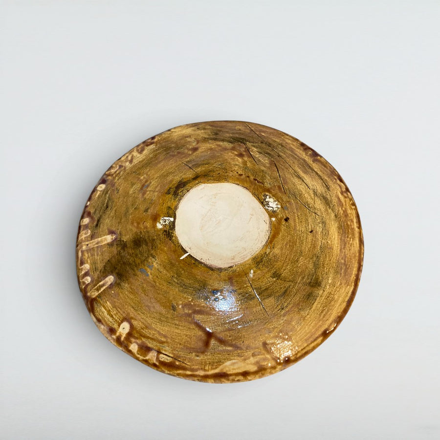 Dora Deco ochre serving bowl — handmade stoneware, one of a kind, photo 1