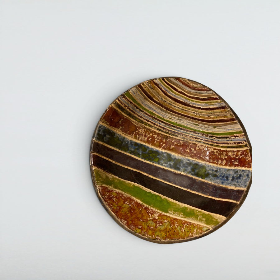Dora Deco strata-stripe-plate — handmade stoneware, one of a kind, photo 1