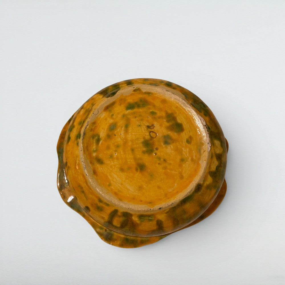 Dora Deco amber forest ruffle bowl — handmade stoneware detail view