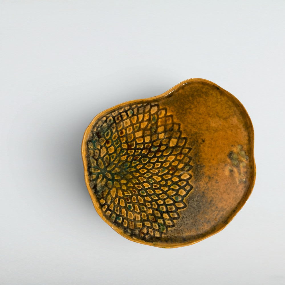 Dora Deco autumn star bowl — handmade stoneware side view