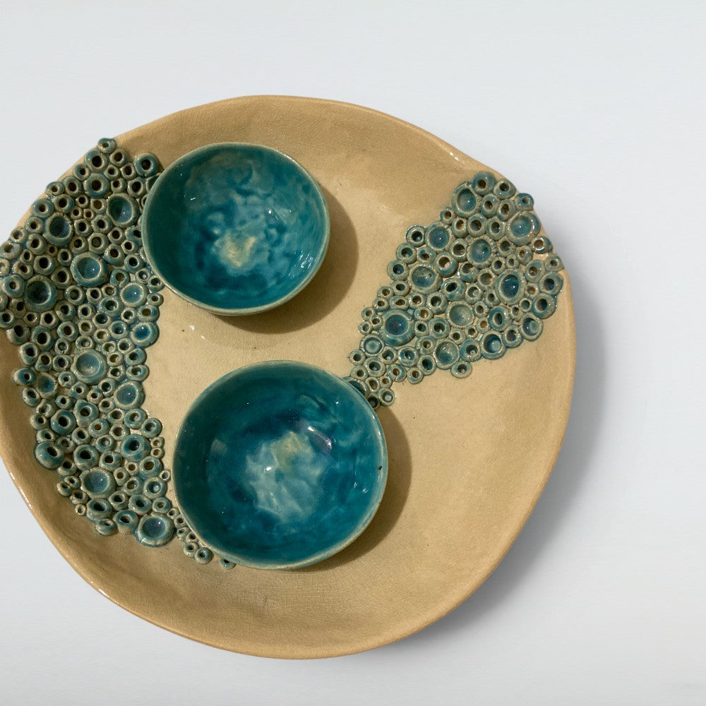 Dora Deco barnacle platter and bowl set — detail view