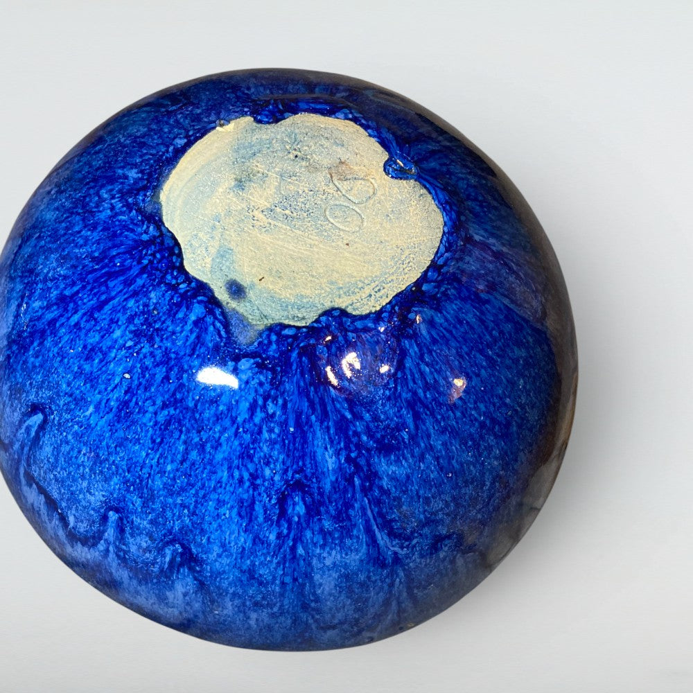 Dora Deco cobalt sphere blue — handmade stoneware decorative sphere