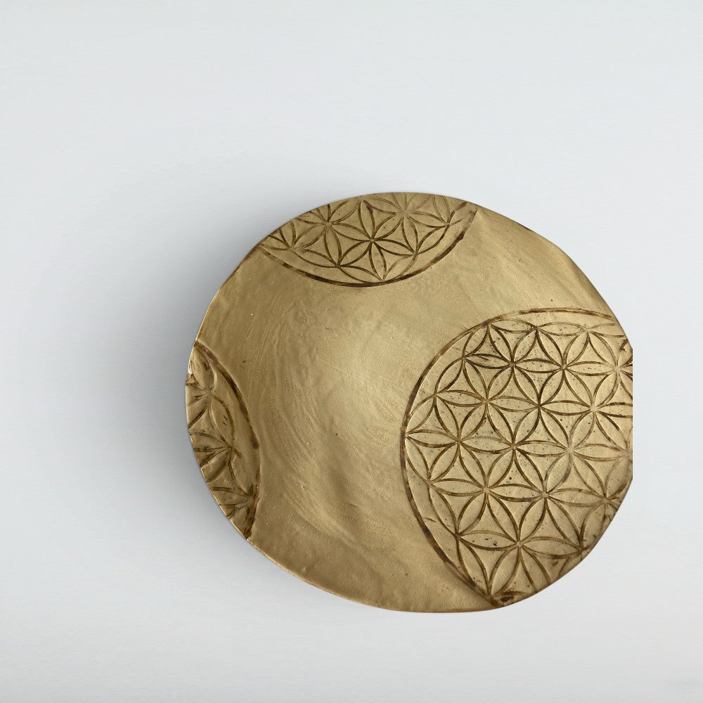 Dora Deco flower of life plate — handmade stoneware, one of a kind, photo 1