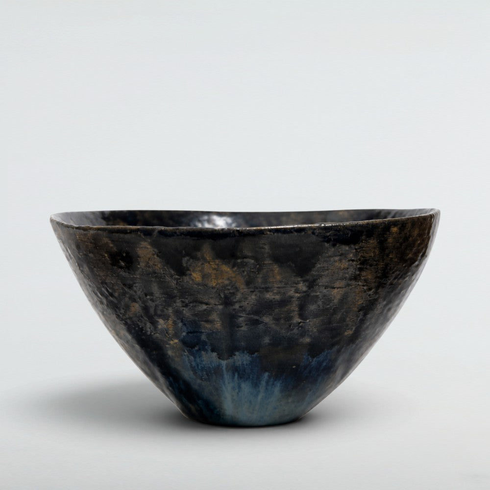 Dora Deco midnight charcoal bowl — handmade stoneware, one of a kind, photo 1