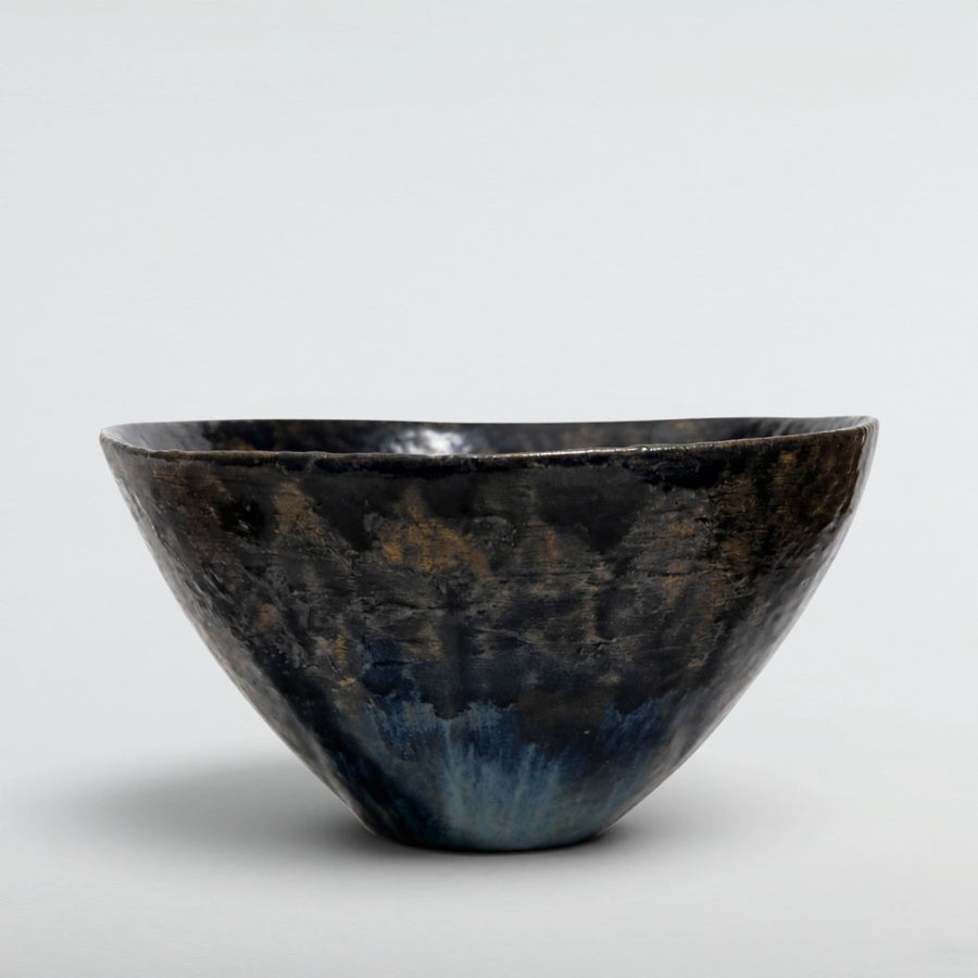 Dora Deco midnight charcoal bowl — handmade stoneware, one of a kind, photo 1