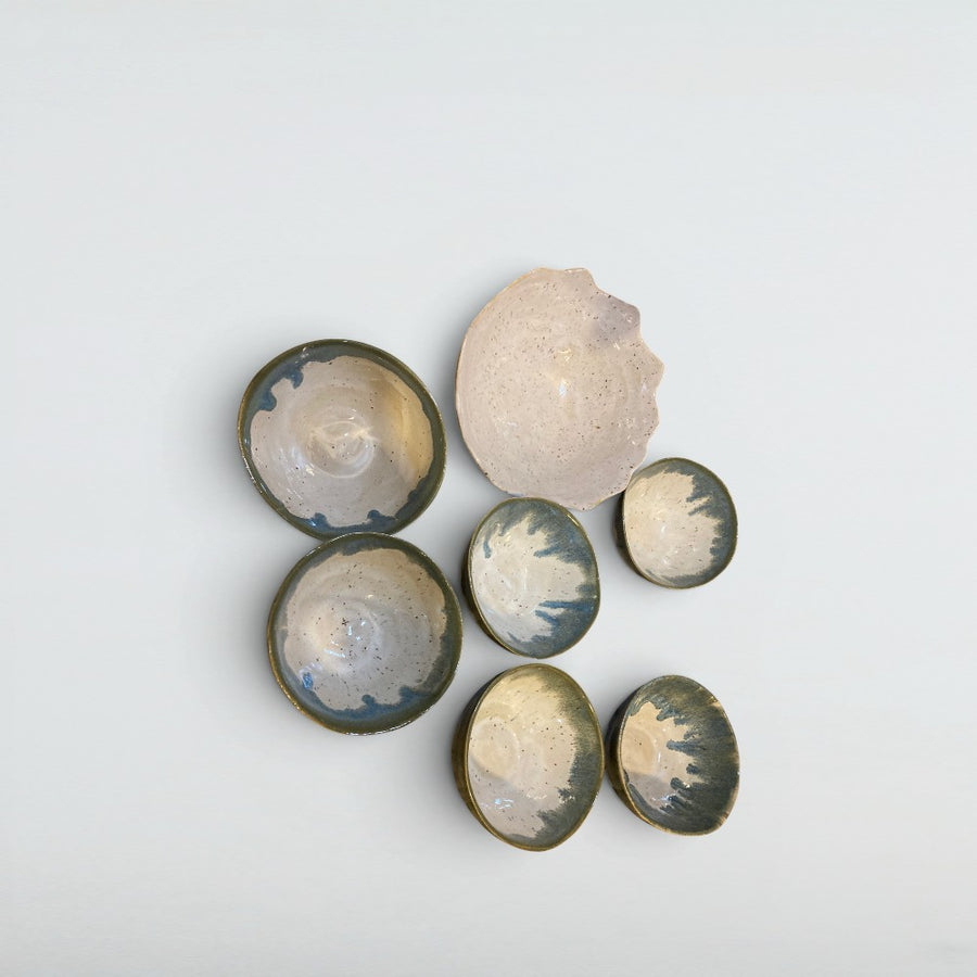 Dora Deco morning dew mini bowl set — handmade stoneware, one of a kind, photo 1
