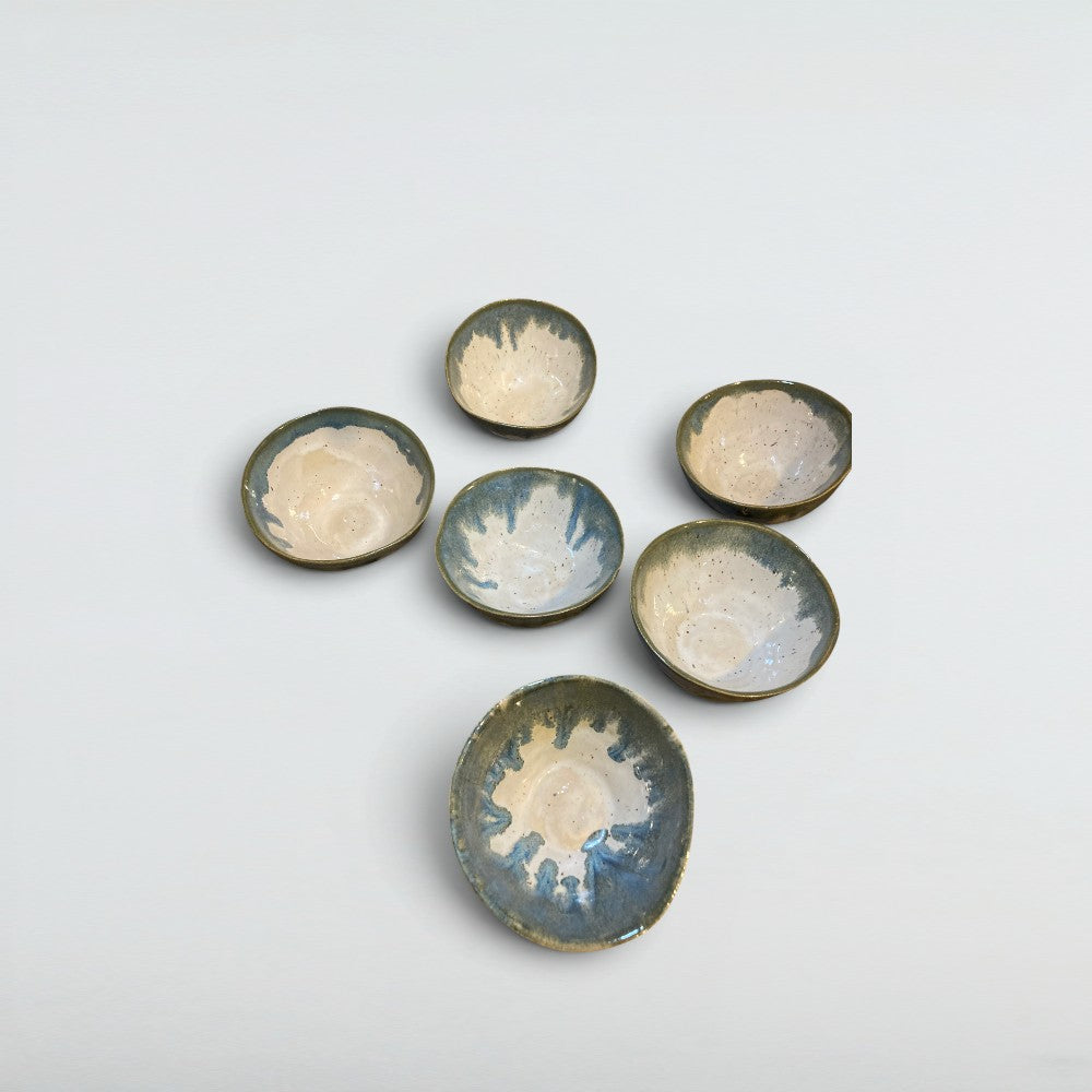 Dora Deco morning dew mini bowl set — handmade stoneware, one of a kind, photo 2