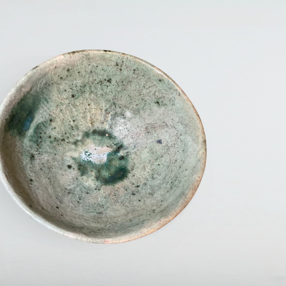 Dora Deco sage tea bowl green — handmade stoneware, one of a kind, photo 1