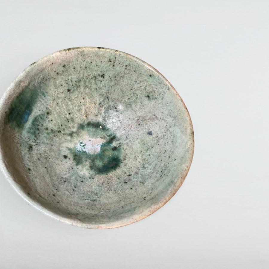 Dora Deco sage tea bowl green — handmade stoneware, one of a kind, photo 1