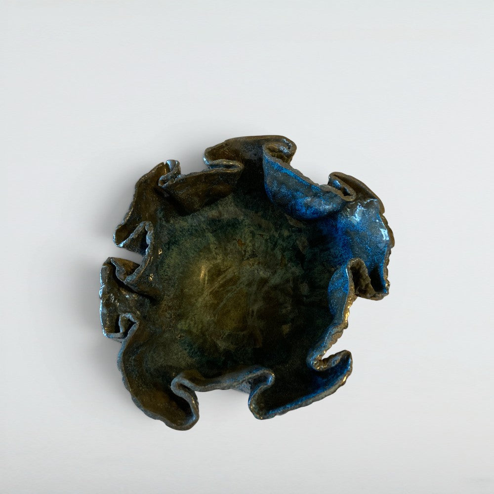 Dora Deco sea anemone catchall teal — handmade stoneware, one of a kind, photo 2