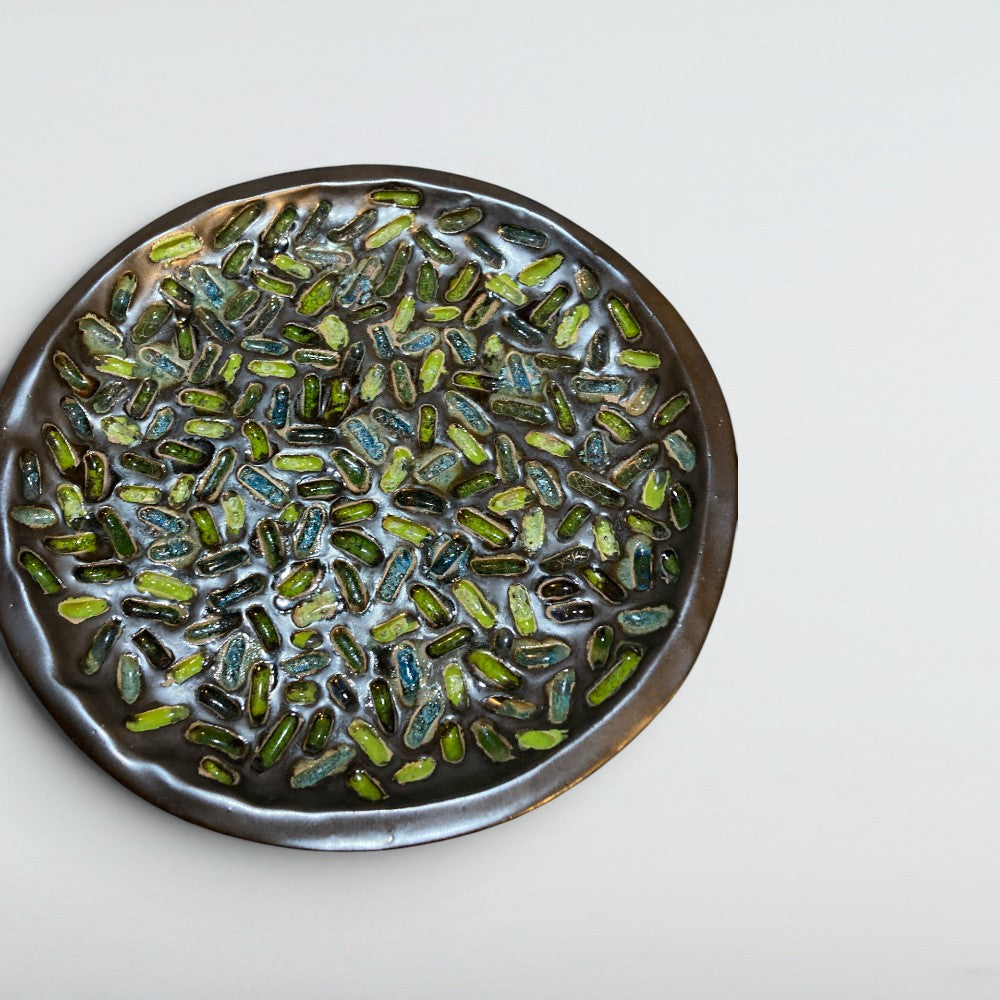 Dora Deco seedbed plate green — handmade stoneware, one of a kind, photo 1