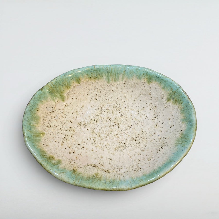 Dora Deco shore dinner plate sage — handmade stoneware, one of a kind, photo 1