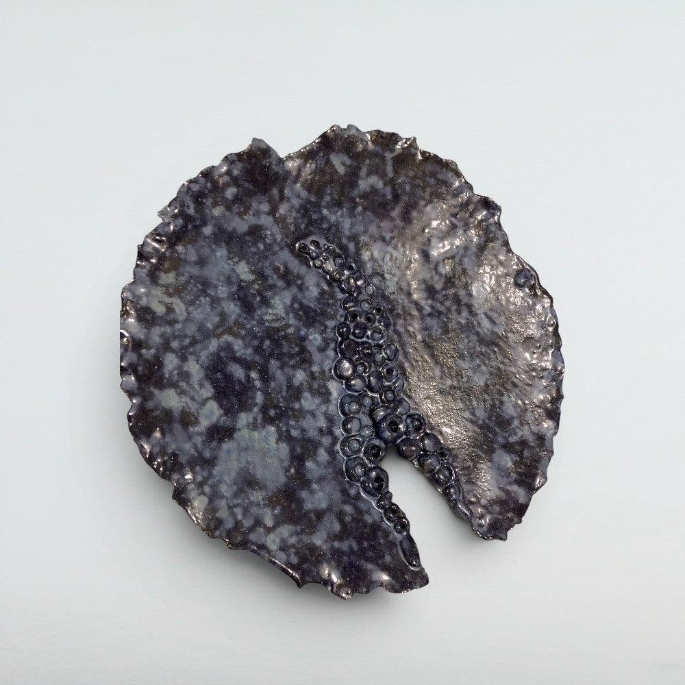 Dora Deco silver barnacle disc plates — handmade stoneware, one of a kind, photo 4